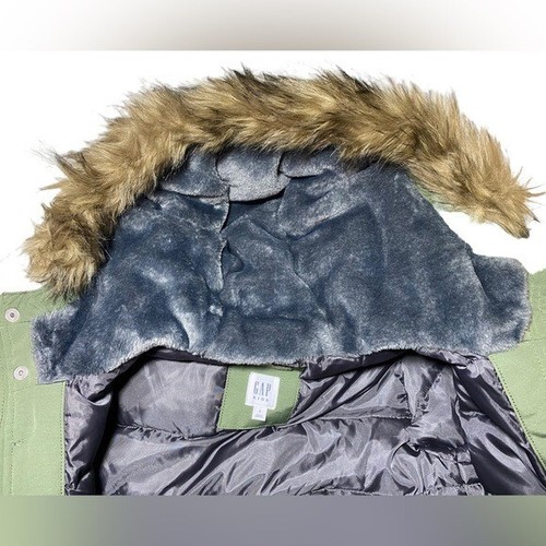 GAP Coat Ultra Max Parka SMALL Green Jacket Faux Fur Hoodie Cold Control Snow - Picture 7 of 13