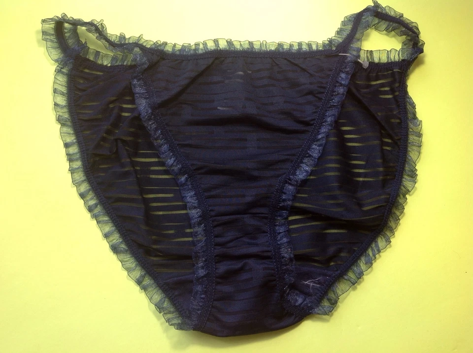 Bragas, bikinis para mujer talla L/7 azul oscuro rayas brillantes con decoración Myanmar Foto 2 de 4