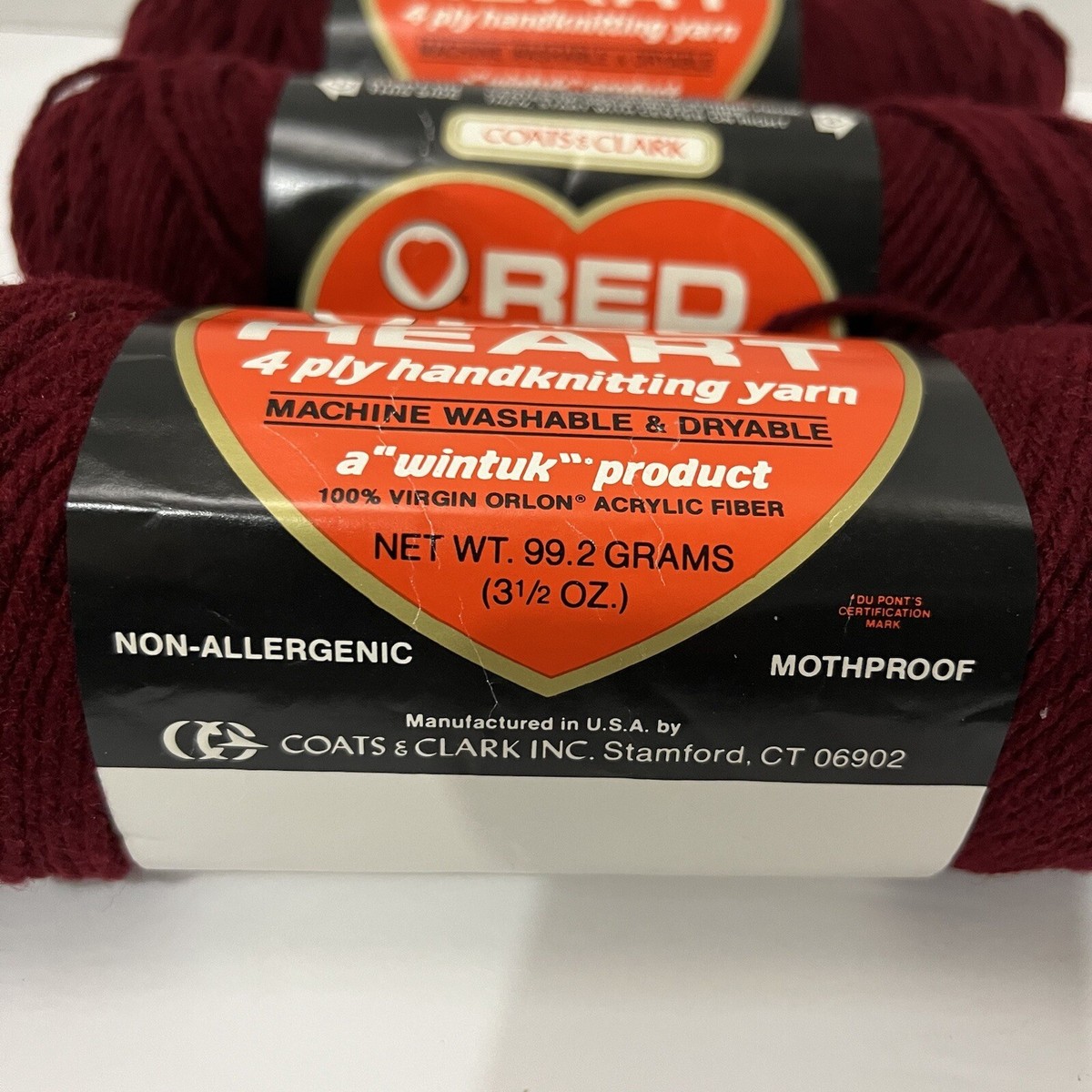VINTAGE COATS & CLARK RED HEART Knit & Crochet YARN 762 Lot Of 3