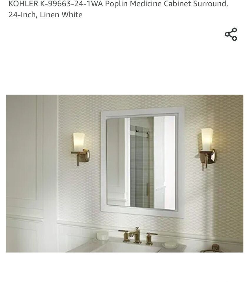 Poplin 29.5 in. Medicine Cabinet Surround in Linen White Poplin 29.5 in. Medicine Cabinet Surround in Linen White