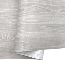 Solid Grey Wood Grain Drawer Covering Paper Self Adhesive Liner Door Sticker