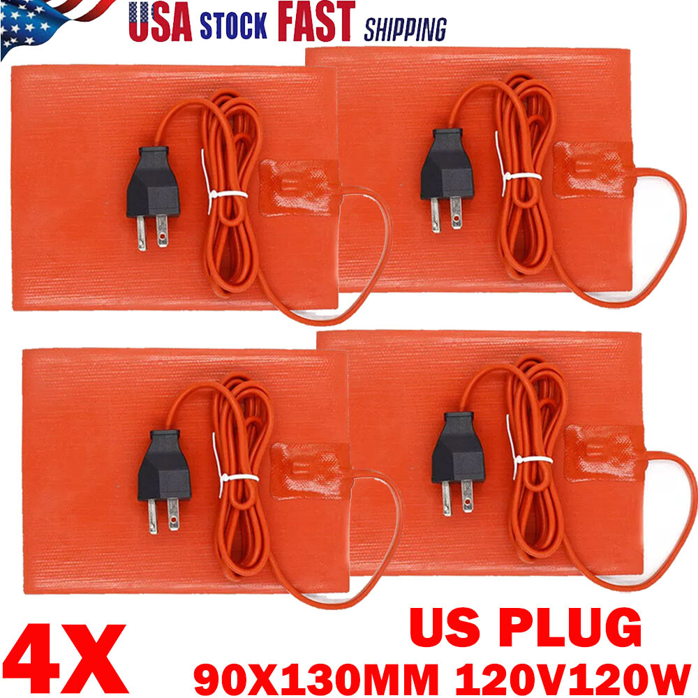4X 120W 120V Car Engine Oil Pan Sump Tank Heater Plate Plug Silicone Heating Pad