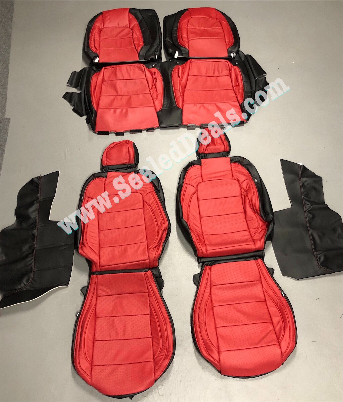 Custom Black and Red Leather Seat Covers for Ford Mustang GT V6 Coupe