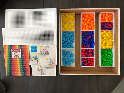 Vtg 1980s Quercetti Fanta Color DOUBLE MOSAIC PICTURE PEG BOARDS Discovery Toys