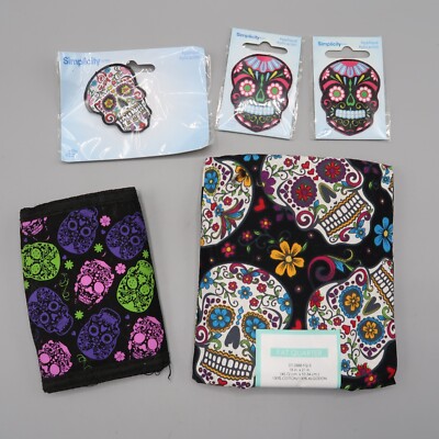 Day Of The Dead Craft Lot Patches Fat Quarter Fabric Wallet