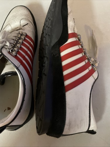 Dsquared2 'Fastlane' White/Black Red Stripes Low-Top Leather Sneakers Size EU 48 - Picture 10 of 11