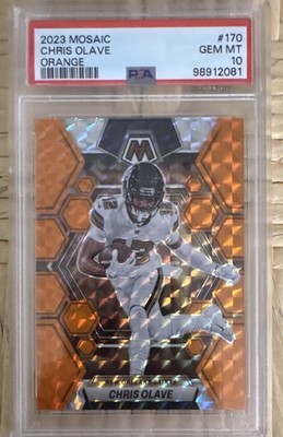 Panini 2023 Mosaic Chris Olave #170 Orange Mosaic Prizm /199 Saints PSA 10