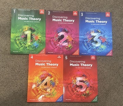 Set of Discovering Music Theory ABRSM Workbooks Grade 1-5.