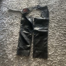 Hot Leathers Black Solid Leather Motorcycle Pants Chaps Outerwear S