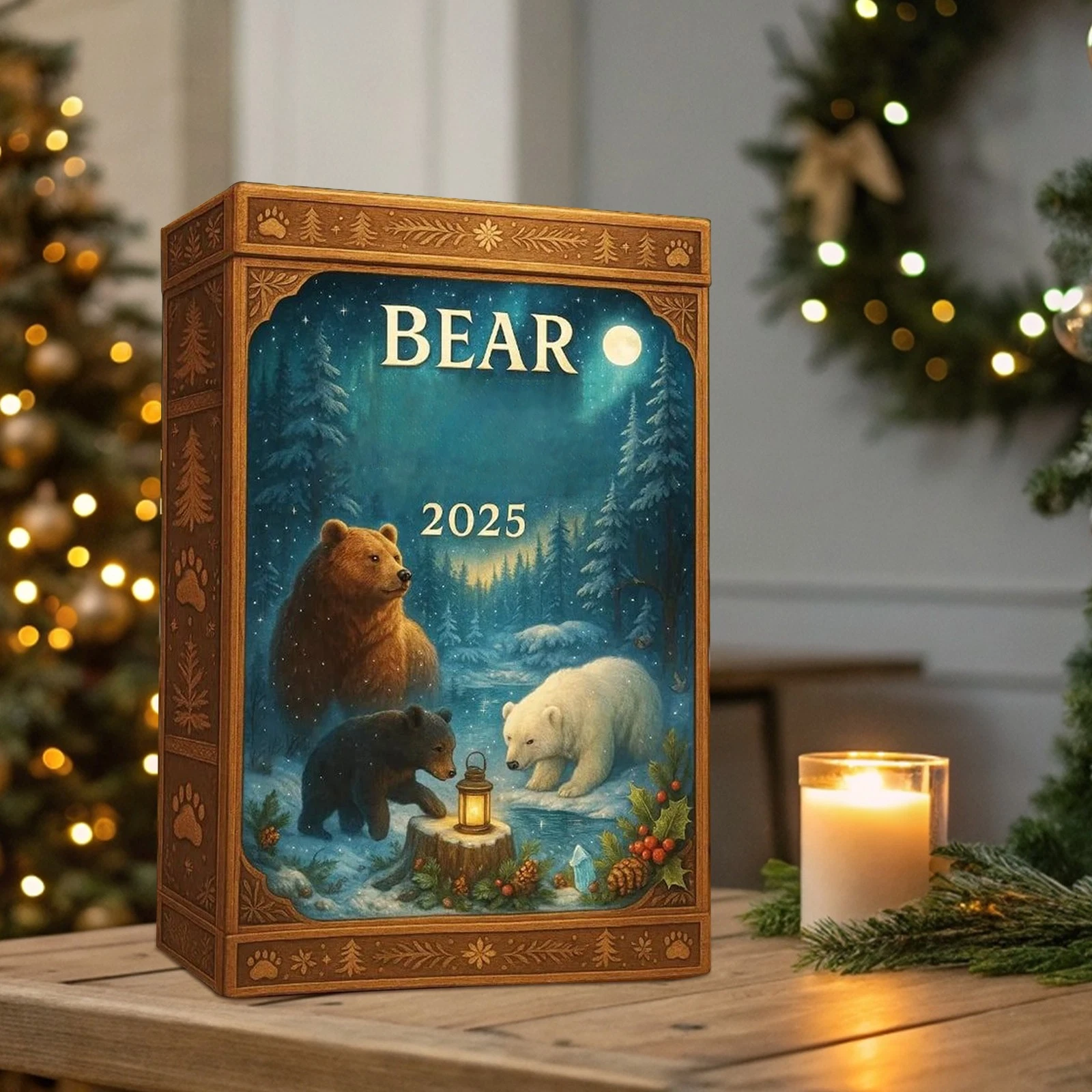 2025 Christmas Countdown Bear Advent Calendar 2D Acrylic Tree Ornaments
