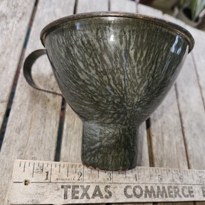 Vintage Gray Granite Ware Enamelware Canning Funnel