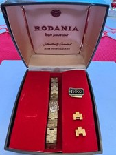 Ladies Rodania Swiss 17 Jewels Windup Watch, Gold Tone in Box, Works Great