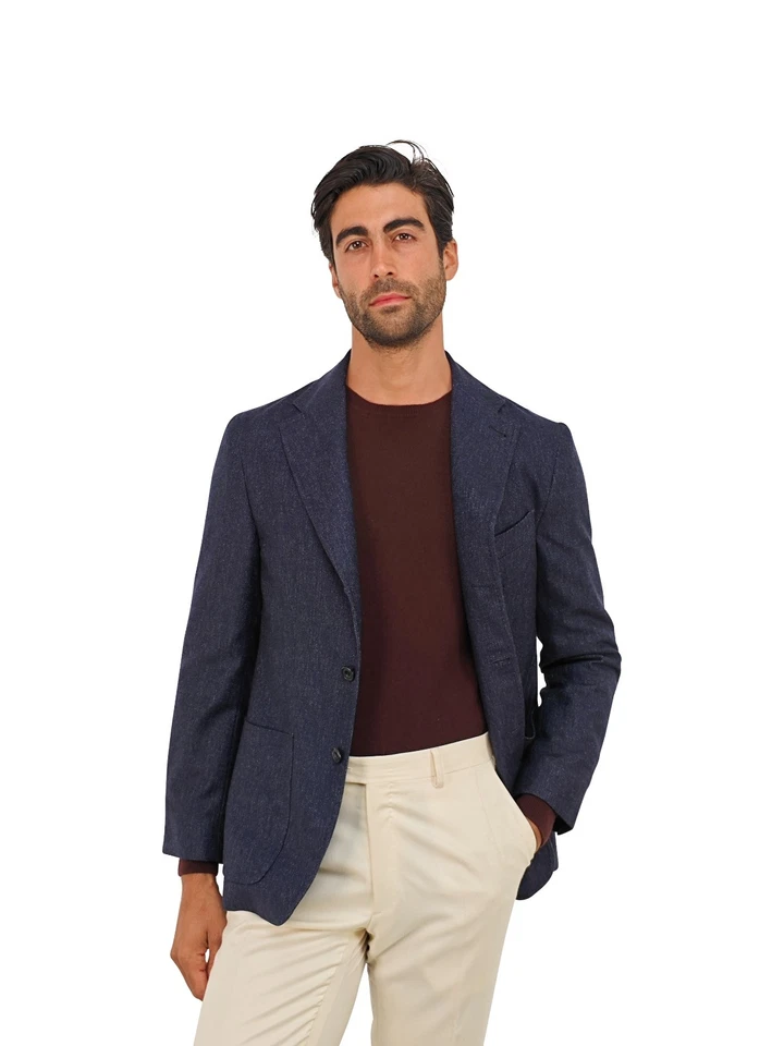 $2200 RUBINACCI NAPOLI Blue Unlined Jacket Blazer 100% Cashmere Made in Napoli - Image 2 of 4