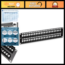 48-Port 2U HD Patch Panel, Metal Rackmount, Keystone Network Panel, Cat6 Compati