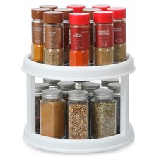 2 Tier 10" Turntable Lazy Susan Spice Organizer - Rotating Seasoning Rack for...