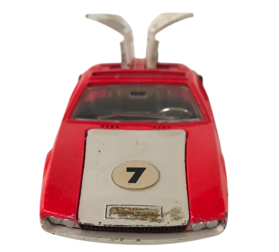 Dinky 187 De Tomaso Mangusta Vintage Original Rojo Blanco Capó Maletero Abierto Foto 3 de 4