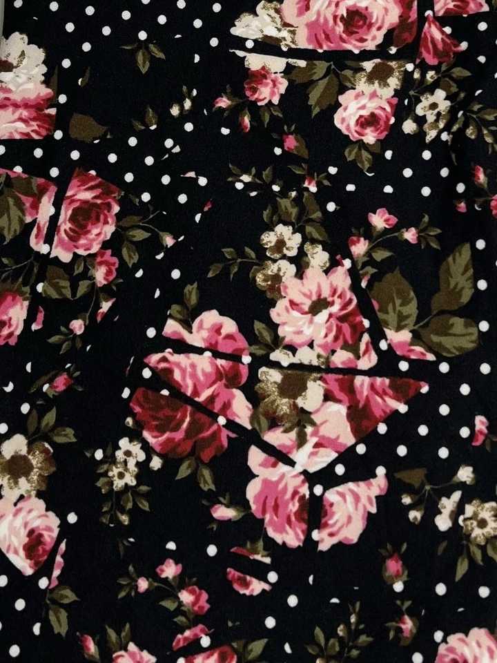 Leggings LuLaRoe TC Alto Curvilíneo Raro Floral ROSA LUNARES MOSAICO FLOR ELÁSTICA Foto 2 de 4