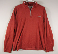 Unbranded Mens Pullover Zip-Up Fleece Sweatshirt Long Sleeve Collared Size L Red