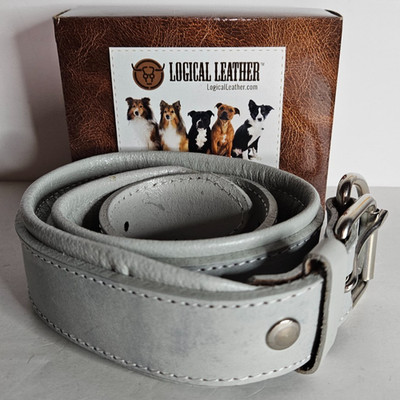 Logical Leather Dog Collar X-Large White 31LC-WH 31'' *NEW* says white looks grey