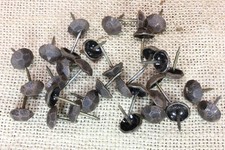 30 Old 7/16 Hammered Round Tacks Upholstery Nails Antique Rustic Brass Color
