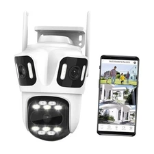 9MP WiFi Triple Lens Outdoor Security Camera, Three Cameras in One, 360° 