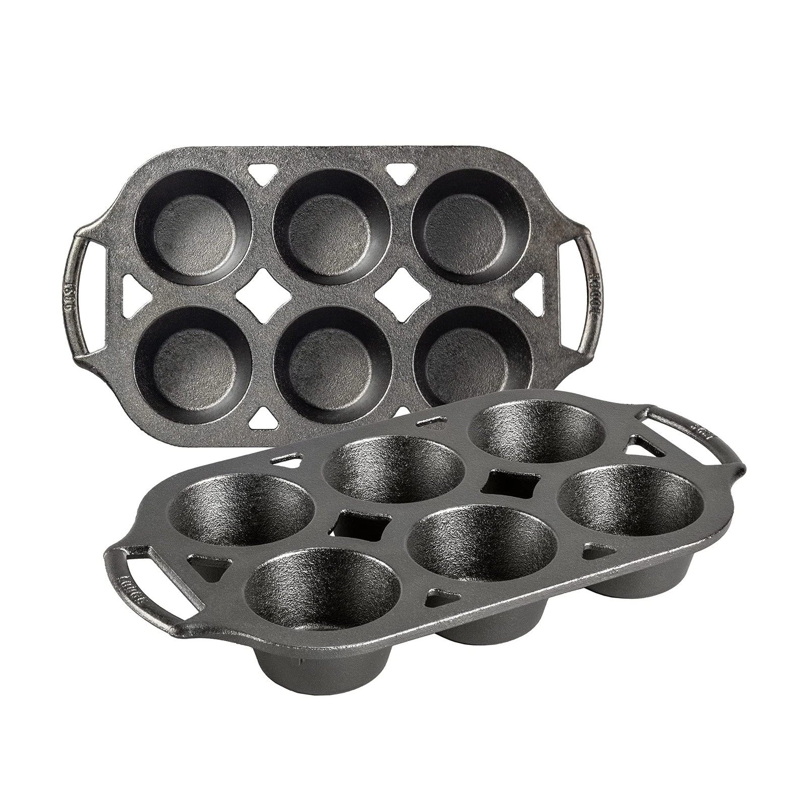 Lodge Cast Iron Muffin Pan, Set of 2 12.37, Black