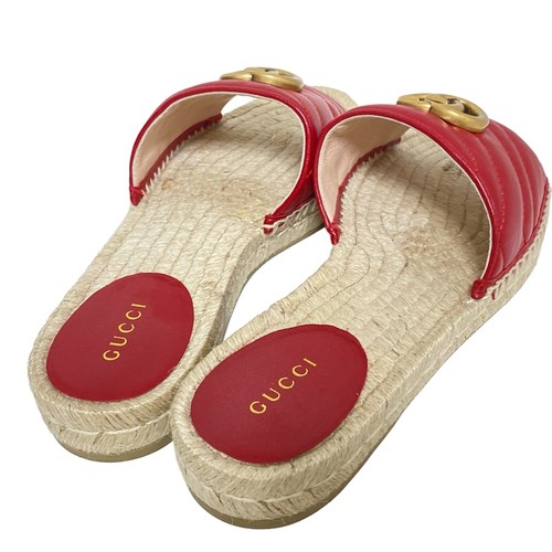 Auth GUCCI - 573028 Red Leather Women's Sandals - Picture 8 of 8