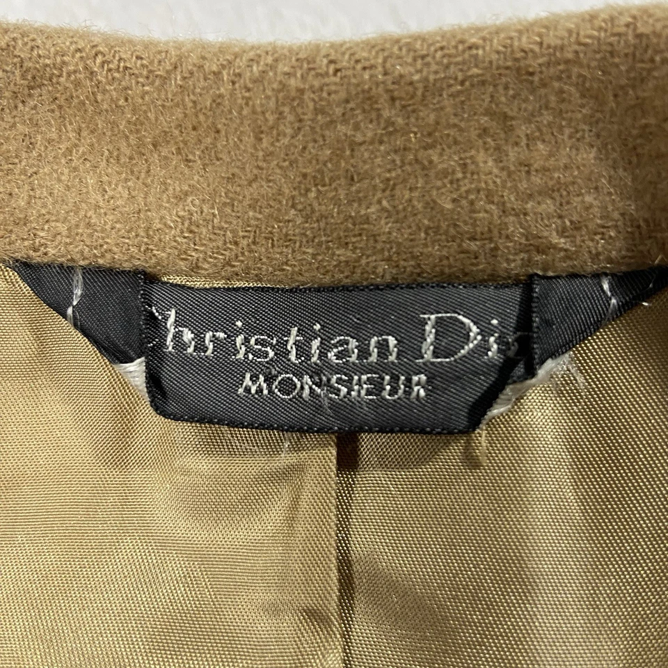 Casaco masculino bronzeado vintage Christian Dior 100% cabelo de camelo peito único EUA 40 - Imagem 4 de 4