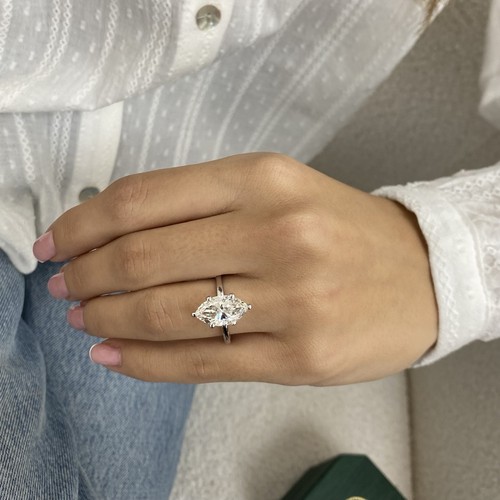 Diamond Solitaire Ring E VS1 Marquise 3ct Labcreated Solid 18k White Gold - Imagen 7 de 14