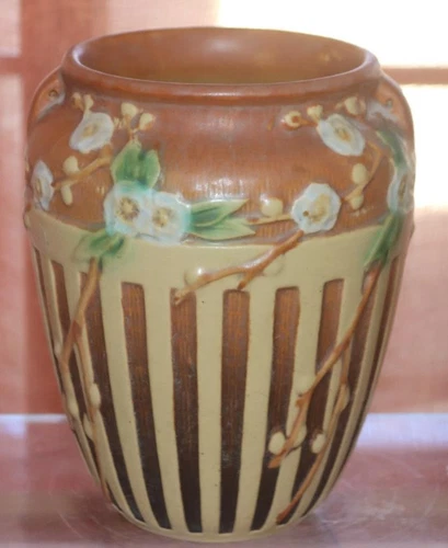 Roseville CHERRY BLOSSOM  Pink 1933 Vintage Art Deco Pottery Ceramic Vase 623-7