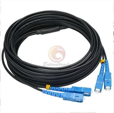 40M Black Armored Fiber Cable SC-SC UPC SM 9/125 Duplex Fiber Optic Patch Cord *