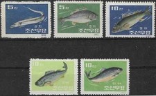 Timbres Poissons Corée 395/399 neufs émis sans gomme - 86855GB - cote : 13 €