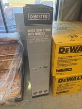 Master Mechanic Adjustable Folding Miter Saw Stand w/Wheels, Black (Open Box)