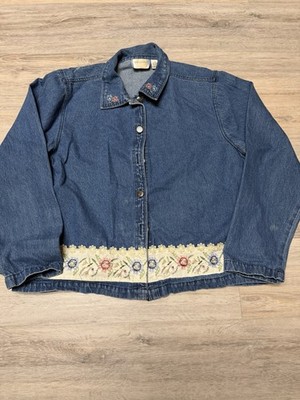 Women s New Identity Embroidered Extra Large  Denim Jacket 