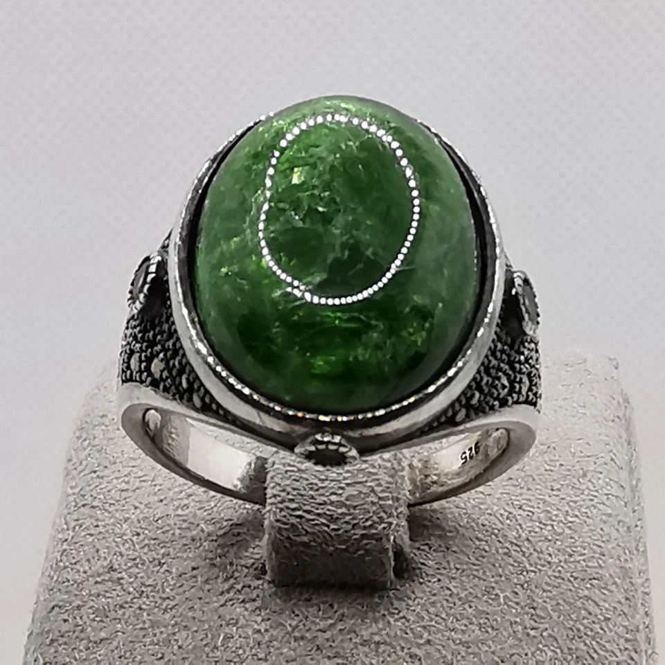 Stilvolle Ring Smaragd Peridot Edelstein 925 Silber Sterlingsilber Gr. 62 - Bild 2 von 4