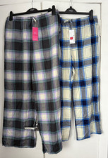 BNWT M&S Boutique cotton viscose blend wide leg check pyjama bottoms
