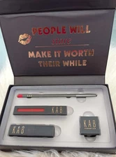 4 Pcs KAB COSMETICS LOLLIPOP KIT LIP LINER Lip Gloss Cream Lipstick Sharpener