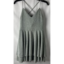 Windsor Store Juniors Prom Evening Dress Size Large Open Back Sage Silver E13