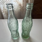 Coca-Cola Vintage Lot 2 Green Glass Contour Soda Bottles Advertising Collectible