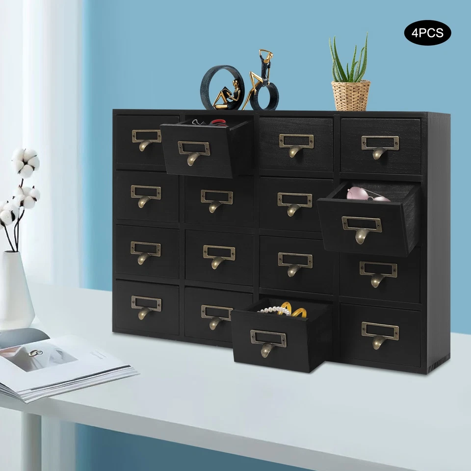 Enorme caja de almacenamiento de madera de 64 cajones gabinete de curiosidades boticario tradicional en colección Foto 2 de 4