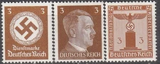 Stamp Selection Germany WWII 3rd Reich Adolf Hitler Cut From Sheets 3PF MNH