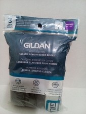 GILDAN 3 Pk. COTTON CLASSIC LENGTH BOXER BRIEF BLACK GRAY CHARCOAL SZ. 2XL 44-46