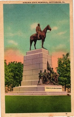Vintage Virginia State Memorial Gettysburg PA Postcard Marken & Bielfeld Inc Fre