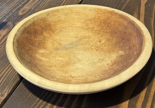 Wood Primitive Rustic Munising Dough Bowl Out of Round 9” Farmhouse Decor - Picture 2 of 12