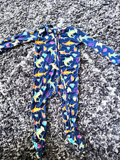 Bums Roses Footed Zip One-Piece Coverall 3-6 Months Navy Animal Print