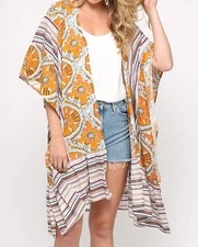 Gigio Mixed Prints Kimono Orange