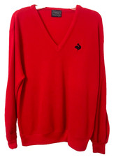 VANTAGE CUSTOM CLASSICSVTG 70s Men's Acrylic V-Neck Sweater Rooster Logo USA LG