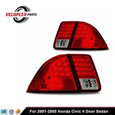 Pair Led Tail Lights For 2001 2003 2004 2005 Honda Civic Sedan Red Brake Lamps