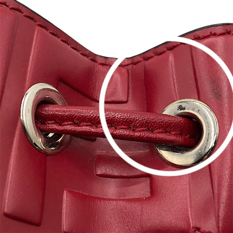 FENDI Montresor Mini 8BS010 Red Embossed Leather Shoulder Bag with Strap #OK3727 thumbnail 14