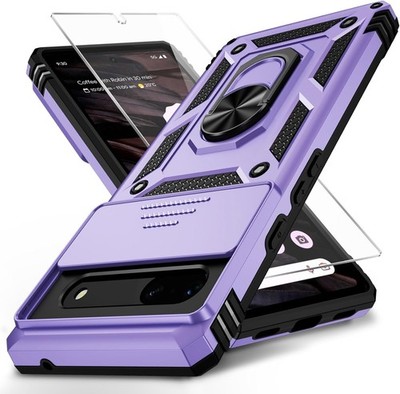 Google Pixel 6A Case with Camera Lens Cover HD Screen Protector and Kickstand